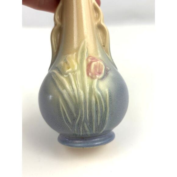 VTG Hull Art Pottery Tulip Blue Jardiniere Vase Planter Art Deco USA 6.75" - Picture 9 of 13